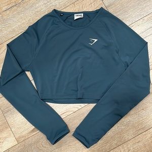 Gymshark Training Long Sleeve Crop Top Teal - Size Small